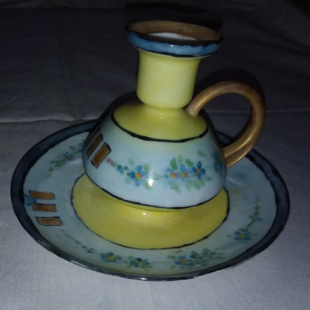 Unique Antique Thumb Holder Chamber Candlestick Holder